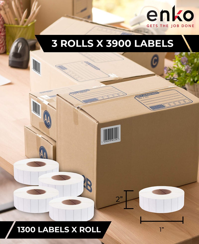 enKo Products enKo [3 Rolls, 3900 Labels] 2 x 1 inches Perforated Adhesive Direct Thermal Labels, FBA Stickers, FNSKU Labels, Mailing Barcode - Compatible for Rollo, Zebra, Eltron, MUNBYN Printer - Image 2